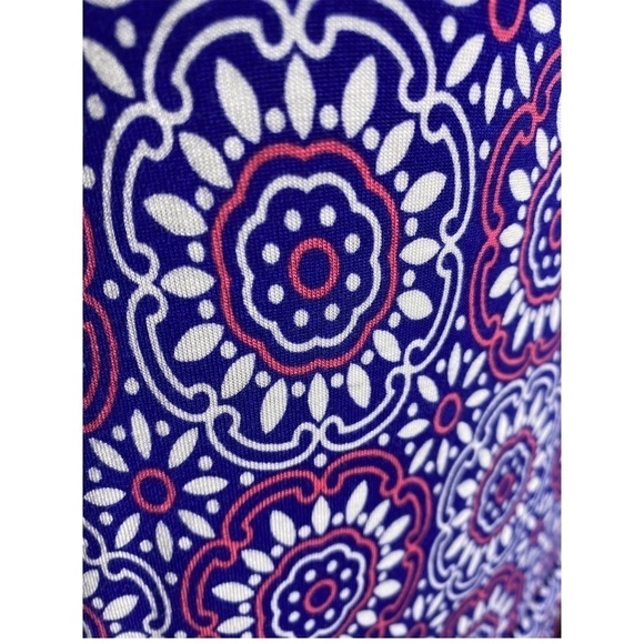 Boden Amelie Jersey Dress Blue Pink White Anstract Floral Size 12L - Picture 3 of 11